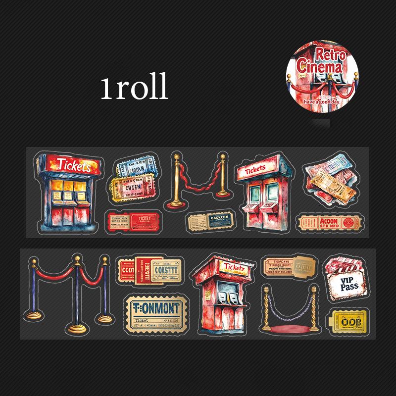 Beautiful Day Old Cinema Series Scenery Pet Tape Set, 4 Styles Included, Ideal for DIY Crafts and Decorations, High-Quality Adhesive Material