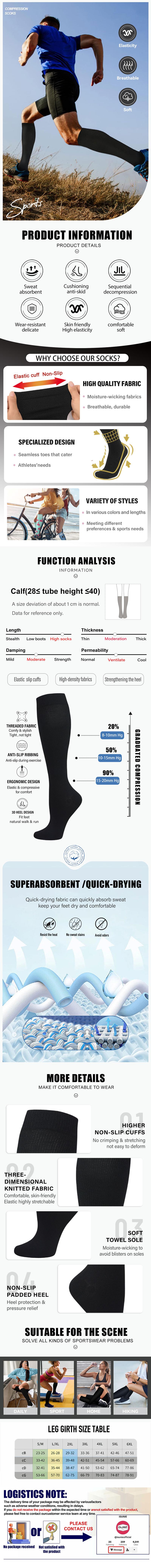 ISUNIE 4 Pairs 15–20 mmHg Solid-Color Compression Socks for Women & Men, Knee-High Support, All-Season Unisex Wear for Work, Travel, Sports & Daily Comfort