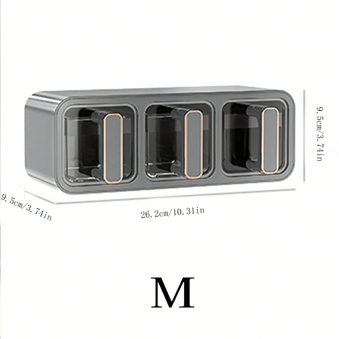 1pc Kitchen Spice Box with Spoon, Adjustable Storage Container, Wall-Mounted Sealed Seasoning Set, Multi-Functional Organizer