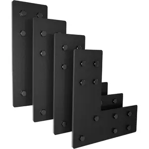 4packs Black L Brackets Corner Brace 90 Degree Angle Duty Angle Bracket for Wood Furniture Shelf Cabinet Repair Joint Fastener with Screws 7.5x7.5x3" Large Connector