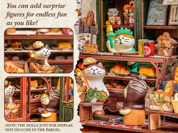 CUTEBEE MRS.HUNT BAKERY DIY Miniature Dollhouse  – Wooden Furniture Kit, Creative Handmade Room Decor for Teens & Adults | Holiday, Birthday & Christmas Gift, Dust Cover