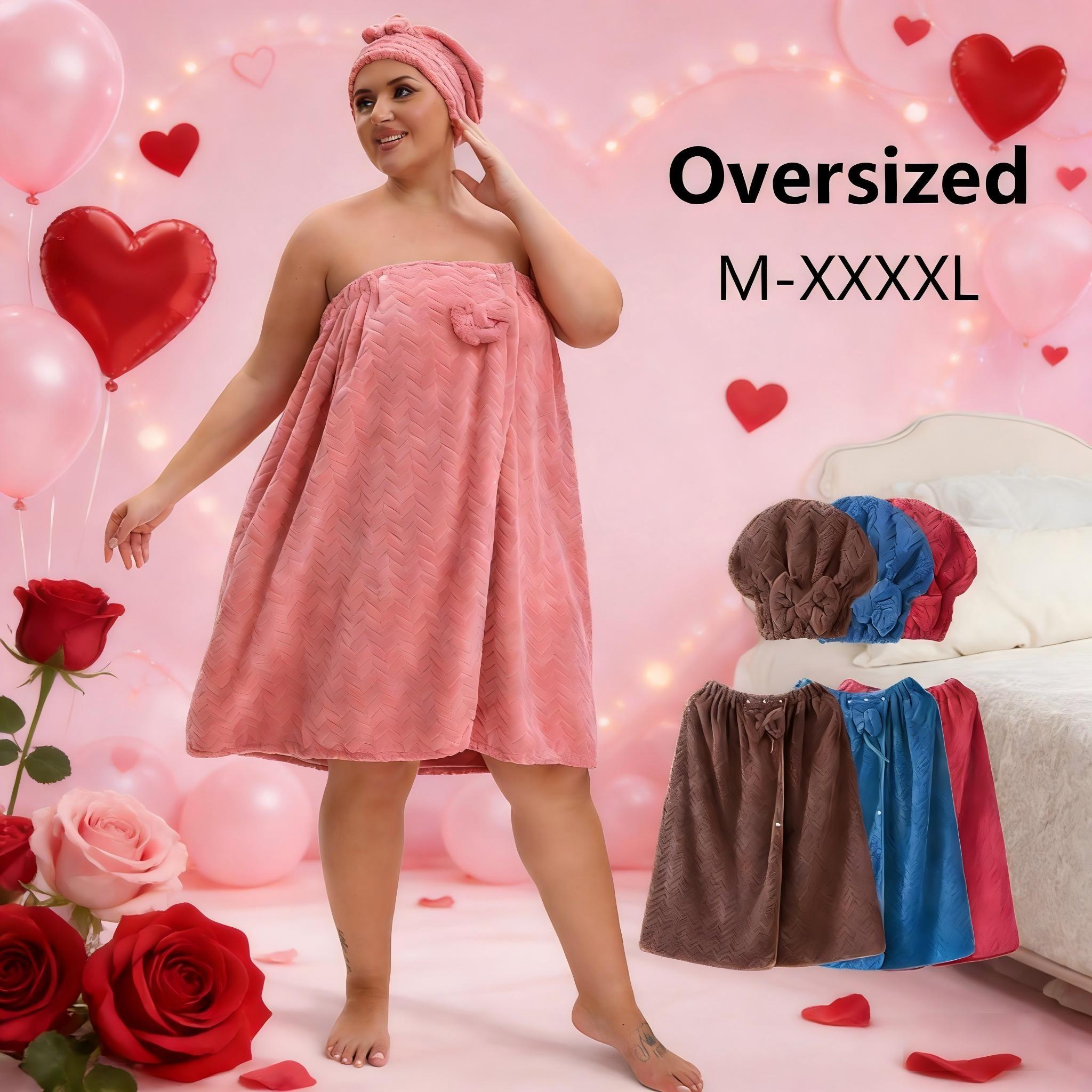 Plus Size Bath Skirt & Shower Cap Set, 2 Counts/set Adjustable Bath Skirt & Shower Cap, Thickened Cute Bath Skirt, Ideal for Home Use, Travel, Sauna, and Spa, Womenswear