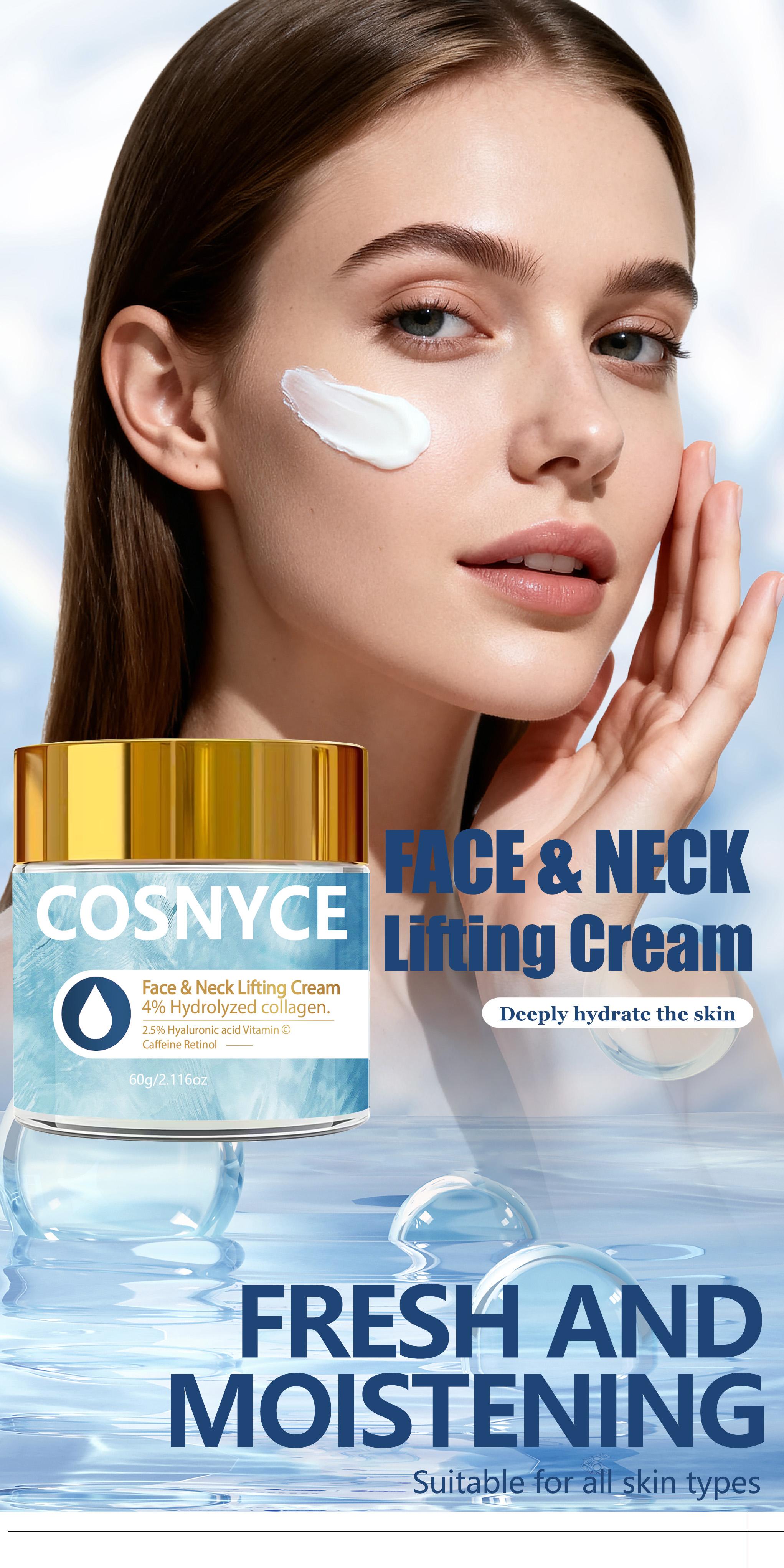 60g Collagen Face Cream with Hydrolyzed Collagen, Vitamin C, Smooth Moisturizing, Alcohol-Free, No Scent, Non-Greasy, Easy Absorption