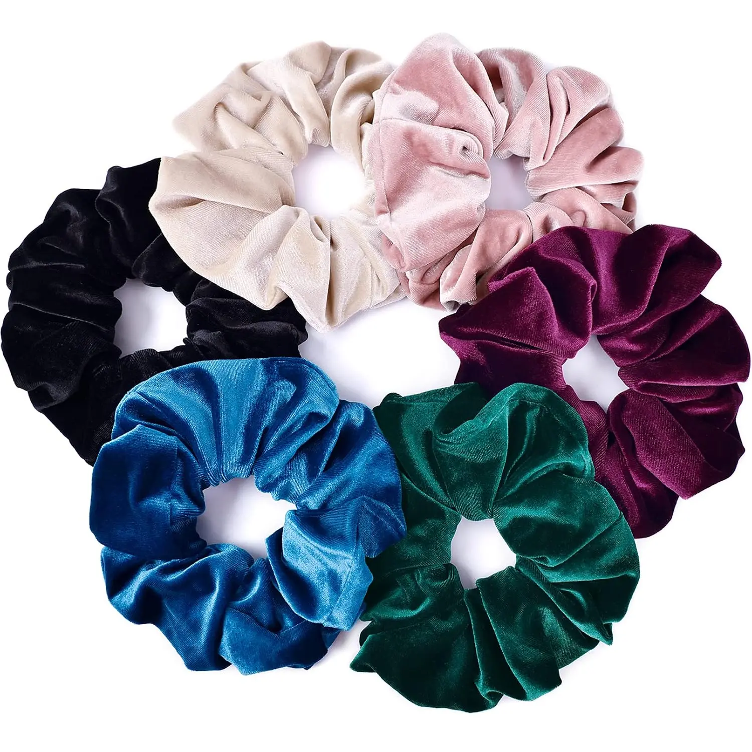 6 Inches Big  Scrunchies Large Hair Ties  Silk Thick Scrunchie  Hair Scrunchies Curly Hair Accessories 6  Colors(Black,,Blue,Maroon,Green, Khaki)