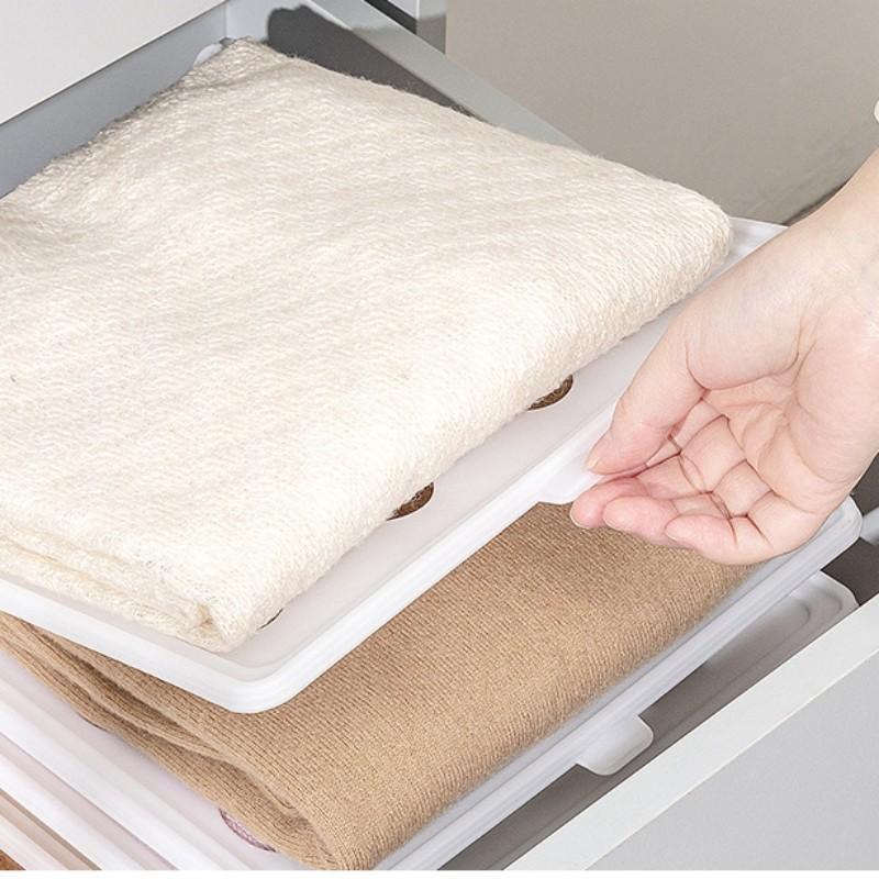 5-Pack Stackable Clothes Organizer Trays Lazy Closet Storage Rack for Shirts Anti-Wrinkle Drawer Shelf Space-Saving Wardrobe Organizer for Home Dorm Laundry Bedroom Apartment Travel Folding Clothes Board T-Shirt Sweater Storage