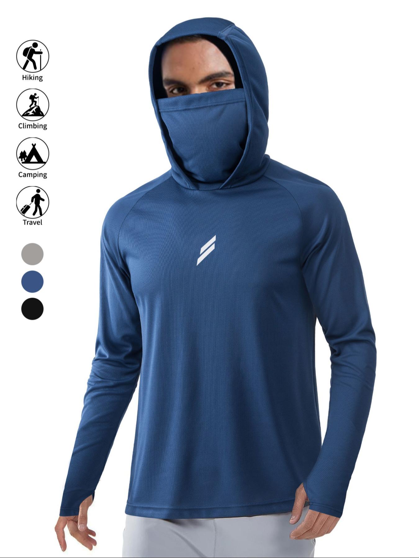 Men's Sun Protection Hoodie Set,FishingHoodiewithMask,Casual Breathable Fishing Jacket,Quick Dry Sportswear with Face Cover, SunProtectionFishingGear,Outdoor Adventure Clothing