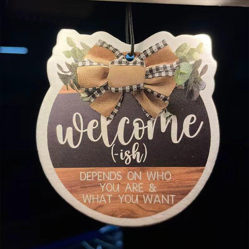 Welcome Sign Round Wreath for Farmhouse, Porch, Garden, Home, Birthday, Wedding, Graduation, Car Air Freshener, Natural Fragrance, 90 Days Lasting