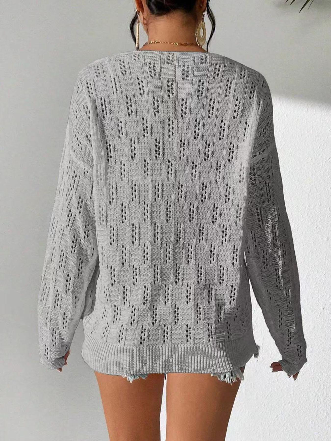 Girl Hole Lazy Style Full Sleeves Jumpers Tops Hollow Out Sexy Women Fashion Casual Basic Streetwear Femme Sweaters Pullovers