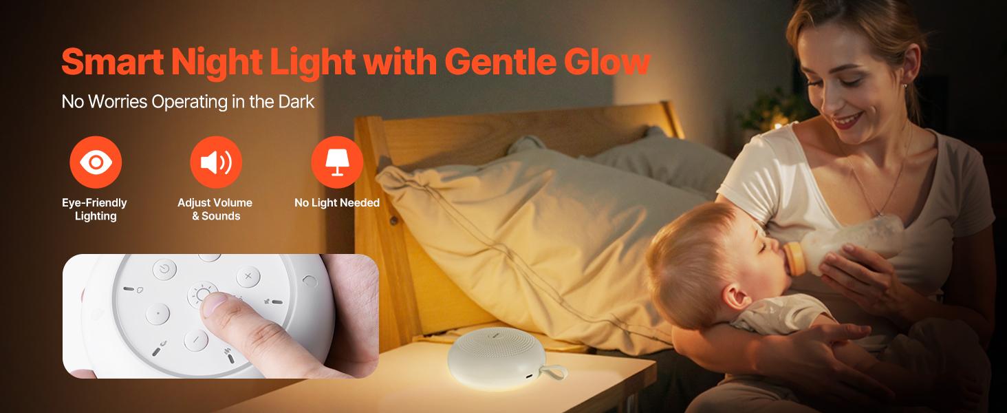 Summervibes VEVOR Sound Machine, 30 Soothing Sleep Sounds, 3-in-1 Portable and Hangable White Noise Sound Machine with Auto-Off Timer, Soft Ring Light and Memory Function, for Baby, Adults, Home, Office Travel
