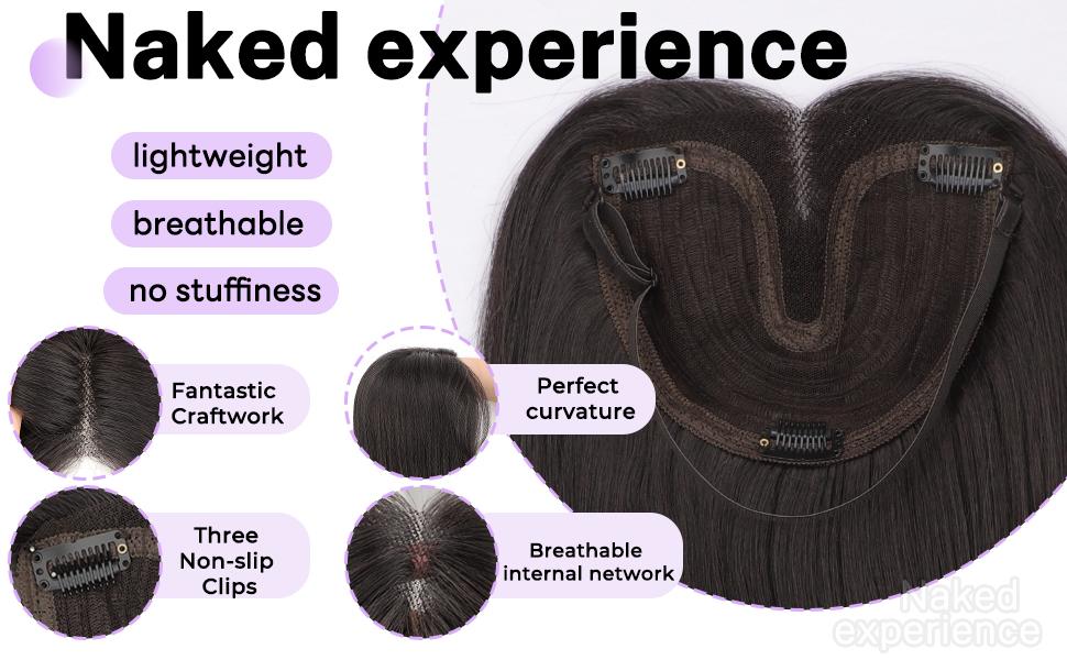 Synthetic Hair Topper 18 Inch Lace Front Clip In Cap for Volume Amazon.com : CROWN GUIDE Hair Toppers for Women with  main image 2