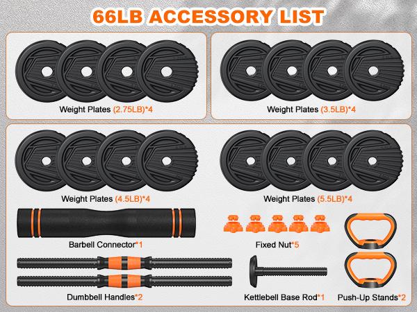 5 in 1 Adjustable Dumbbell set, 55/66/88lbs Weight Set for Home Workout, Pesas Para Ejercicios en Casa Used as Barbell, Kettlebells, Push up Stand for Home Gym, summervibes 5 in 1 Adjustable Dumbbell set, 55/66/88lbs Weight Set for Home Workout, Pesas Para Ejercicios en Casa Used as Barbell, Kettlebells, Push up Stand for Home Gym, summervibes