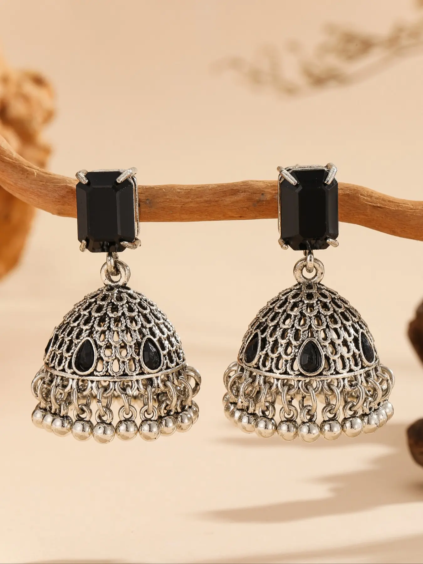 Traditional Jhumka Multicolor Earrings, Bell Bead Fringe Hollow Out Drop Earrings, Boho Ethnic Style, Perfect for All Seasons