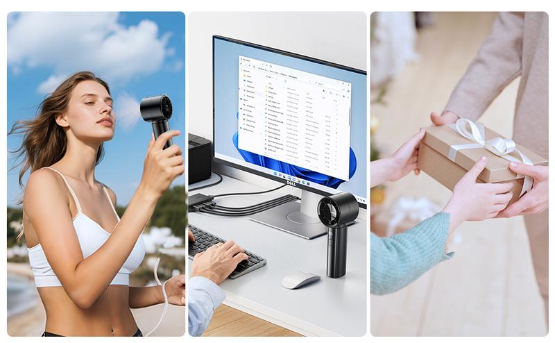 ColdSky Portable High-Speed Fan, Turbo Airflow, 5 Speeds & Digital Display, 4000mAh Battery, for Outdoor Travel/Indoor Desk Handheld Turbine Cooling