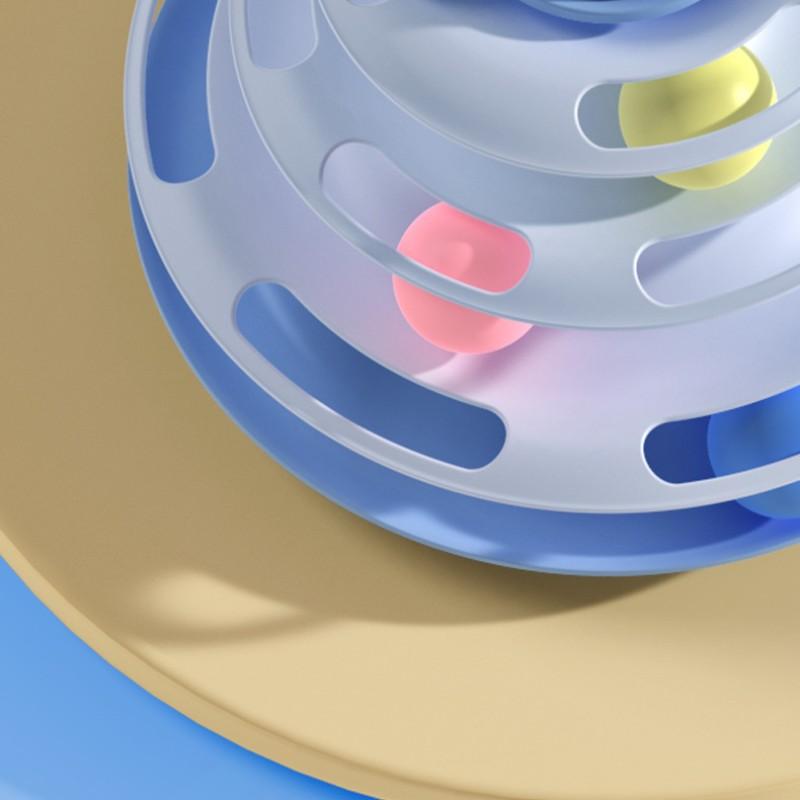 Three-Layer Cat Turntable Toy, Indoor Cat Educational Game Track Tower, Interactive Ball Toy, Three-Color Exercise Game