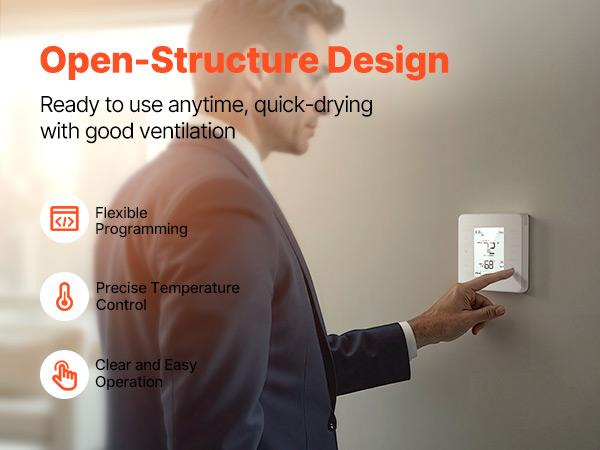 VEVOR 7-Day Programmable Thermostat, Home Thermostats for Heat Pump, Air Conditioner, Underfloor Heating, LED Screen with Backlight 1Cool+1Heat, Energy-Efficient, Wide Temp Range, White VEVOR 7-Day Programmable Thermostat, Home Thermostats for Heat Pump, Air Conditioner, Underfloor Heating, LED Screen with Backlight 1Cool+1Heat, Energy-Efficient, Wide Temp Range, White