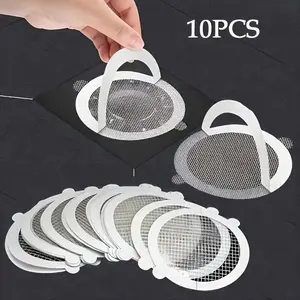 Self-Adhesive Bathroom Filter Set, 10-Piece Hair Catcher Drain Protector, Mesh Filter Stickers, Prevents Clogs, Ideal for Home & Hotel Use