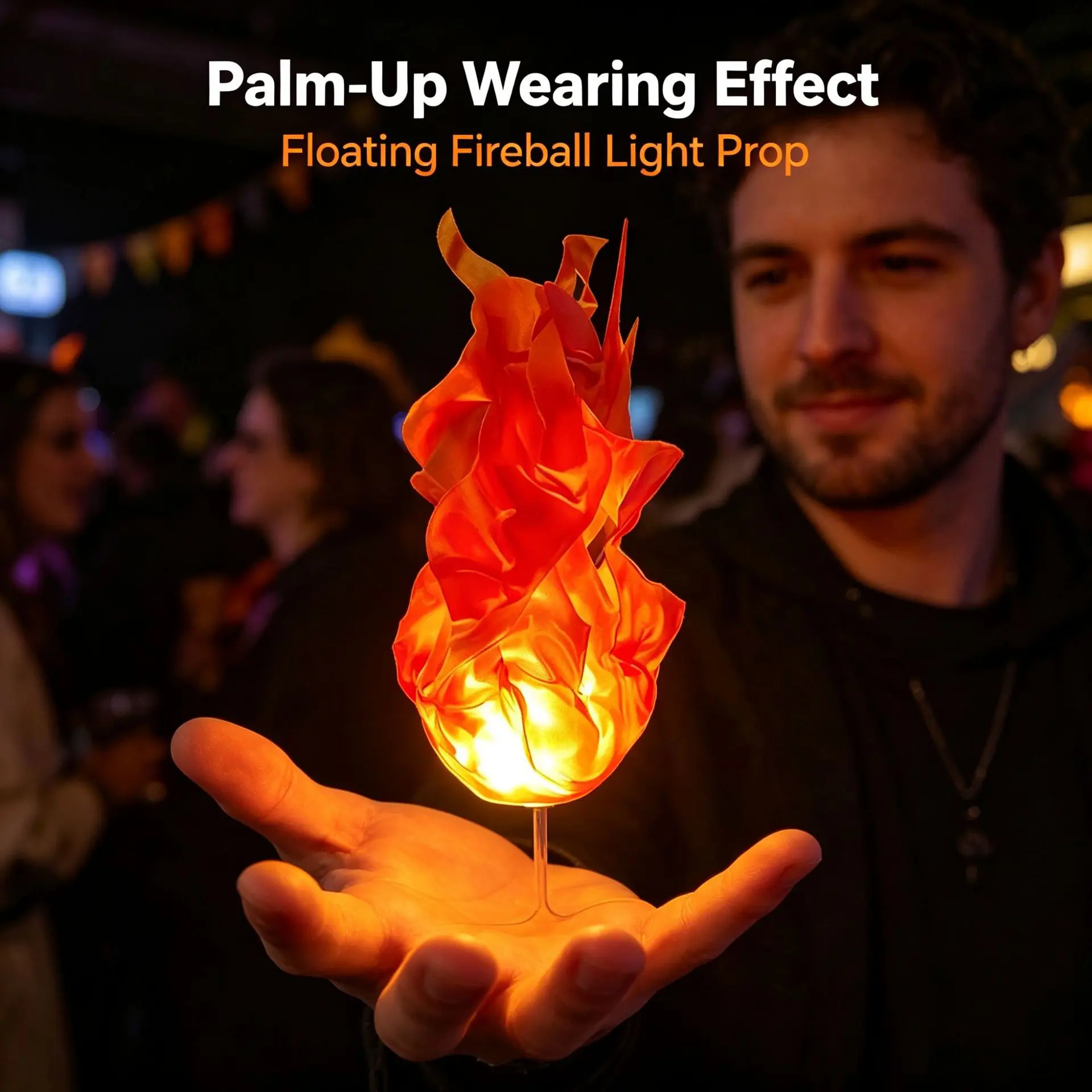 Viral LED Floating Fireball Prop, Magic Illusion Flame Light for Hand, Halloween Costume Accessory, Cosplay Party Photo Prop for Fantasy Lovers