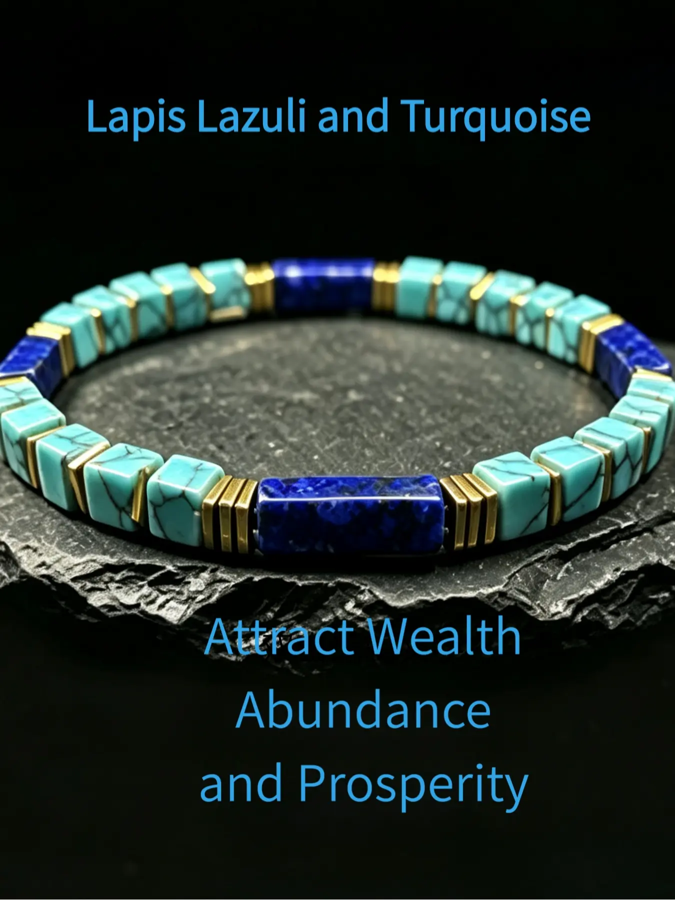 Unisex elastic bracelets made of natural stones, bracelets matched with contrasting metal spacers. Turquoise calms emotions, and the dual-crystal combination attracts wealth and boosts career prosperity. Stackable accessories for daily commuting.