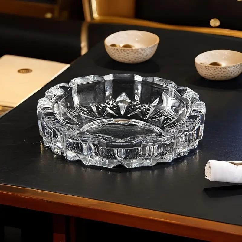Modern Glass Ashtray with Reticulated Design, Portable & Decorative for Home Office, Indoor Outdoor Use, Perfect Gift for Father's Day