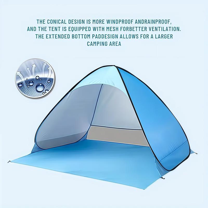 Pop Up Beach Tent Beach Shade Tent for 1-4 Persons Sun Shelter UPF 50+ Enclose Zipper Door Portable Easy Up Beach Tent