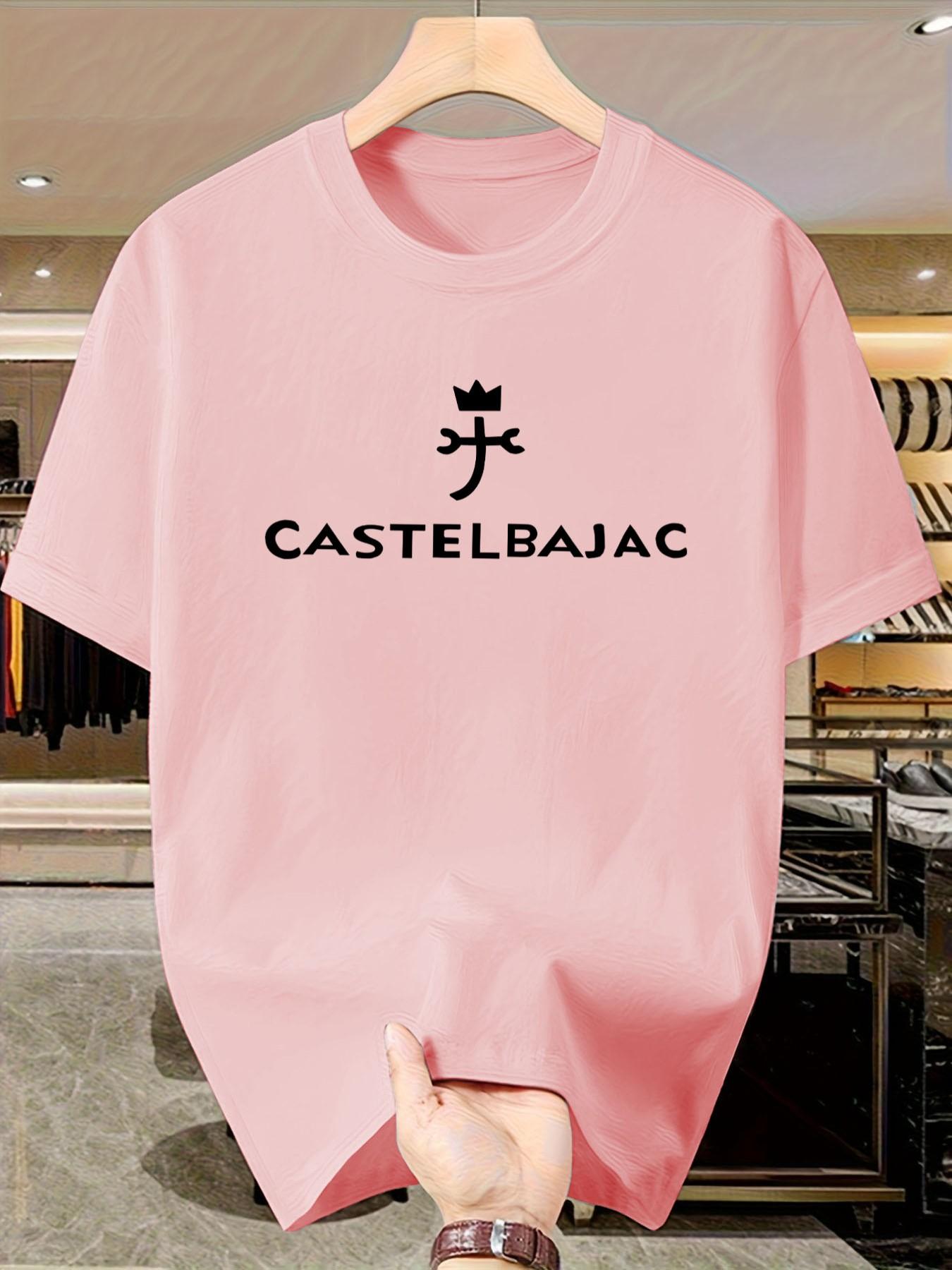 Castelbajac Men's Print T-Shirt, Casual Short Sleeve Slim-Fit Top, Crown Pattern, No Button or Zipper, Ideal for Daily Wear