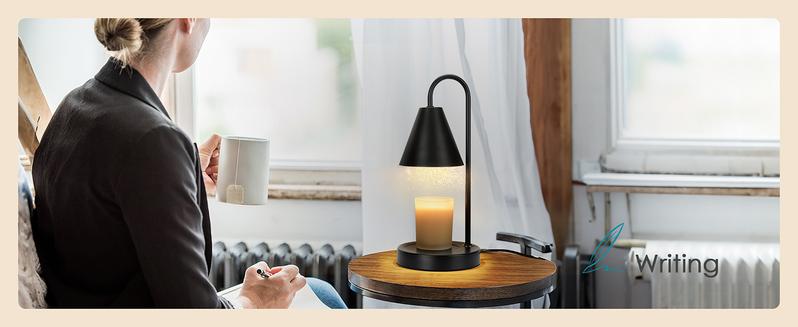 Candle Warmer Lamp,Electric Candle Warmer with Dimmable Light,Scented Wax Melter,No Smoke,Compatible with Various Jar,with 2 Light Bulbs,Home Decor Gifts-Black Decorative Fragrance Ornaments Milk Coffe