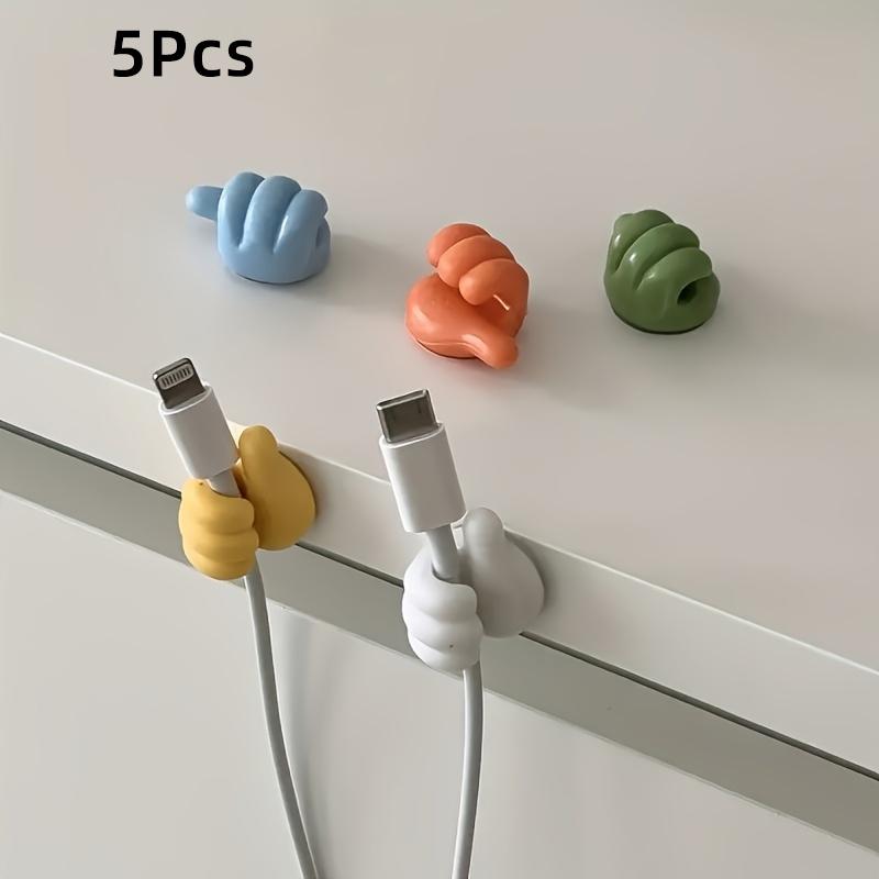 5-Piece Thumb-Shaped Organizer Set, Random Color, Multi-Functional Adhesive Hooks, Cable Management Clips, No Drilling Sticky Hooks