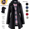 POLYDEER Women's Waterproof Rain Coat with Soft Fleece Lining Warm Winter Outerwear Check Lined Design for Cold Weather Long Sleeve Hood with Extra Visor Windproof Breathable
