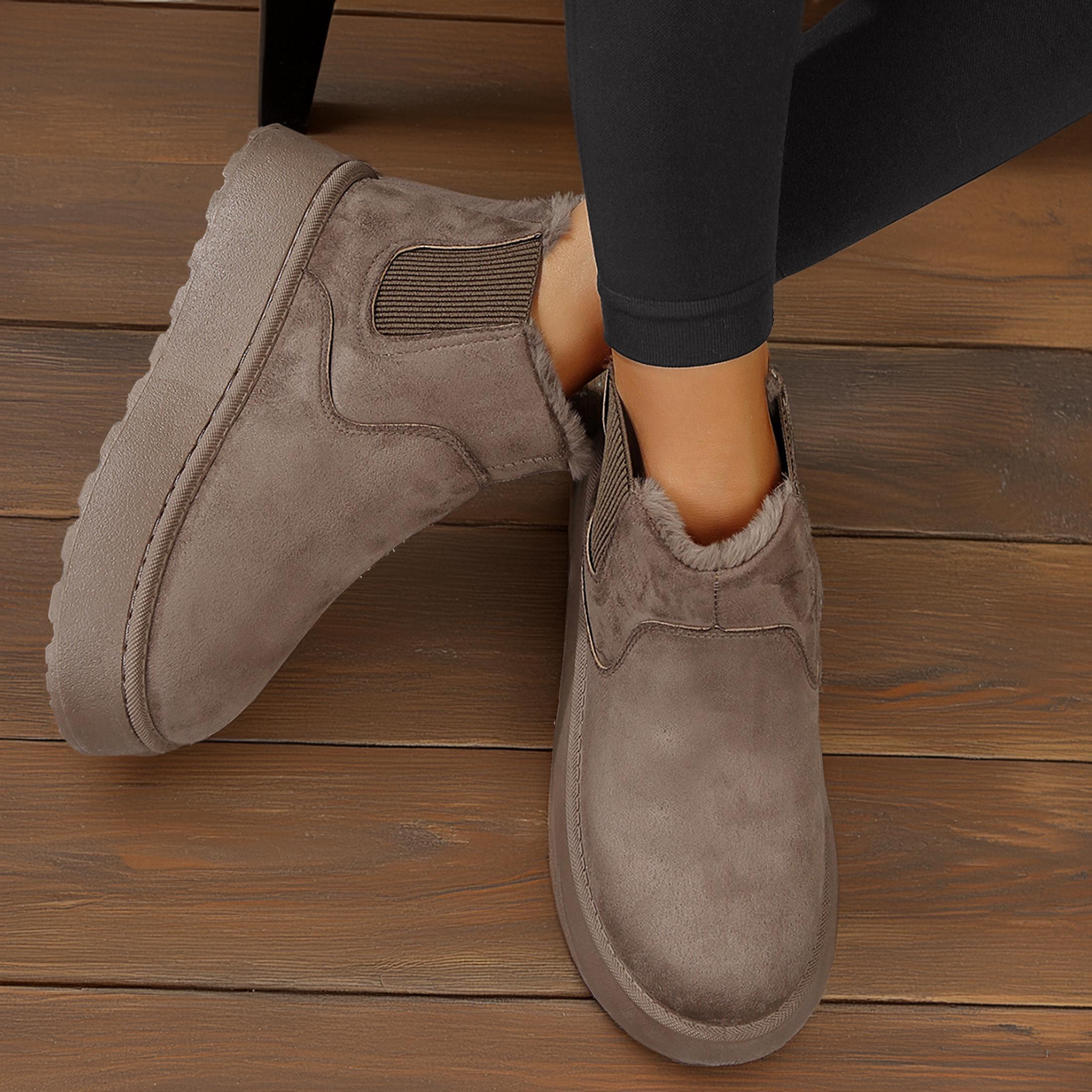 Women's Winter Short Boots for Women: Warm Lined Boots Comfortable Suede Lace Up Booties Cute Flat Boot Shoes