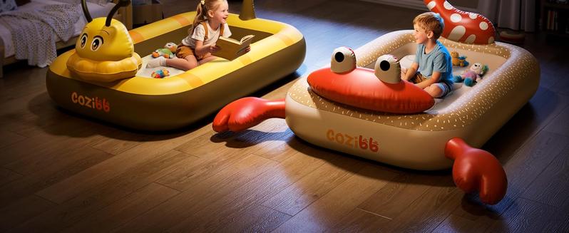 CoziBB Inflatable Toddler Travel Bed, Portable Travel Bed with Flocked Mattress, Built-in Pillow & Carry Bag, 4 Side Safety Bumpers for Toddlers CoziBB Inflatable Toddler Travel Bed, Portable Travel Bed with Flocked Mattress, Built-in Pillow & Carry Bag, 4 Side Safety Bumpers for Toddlers