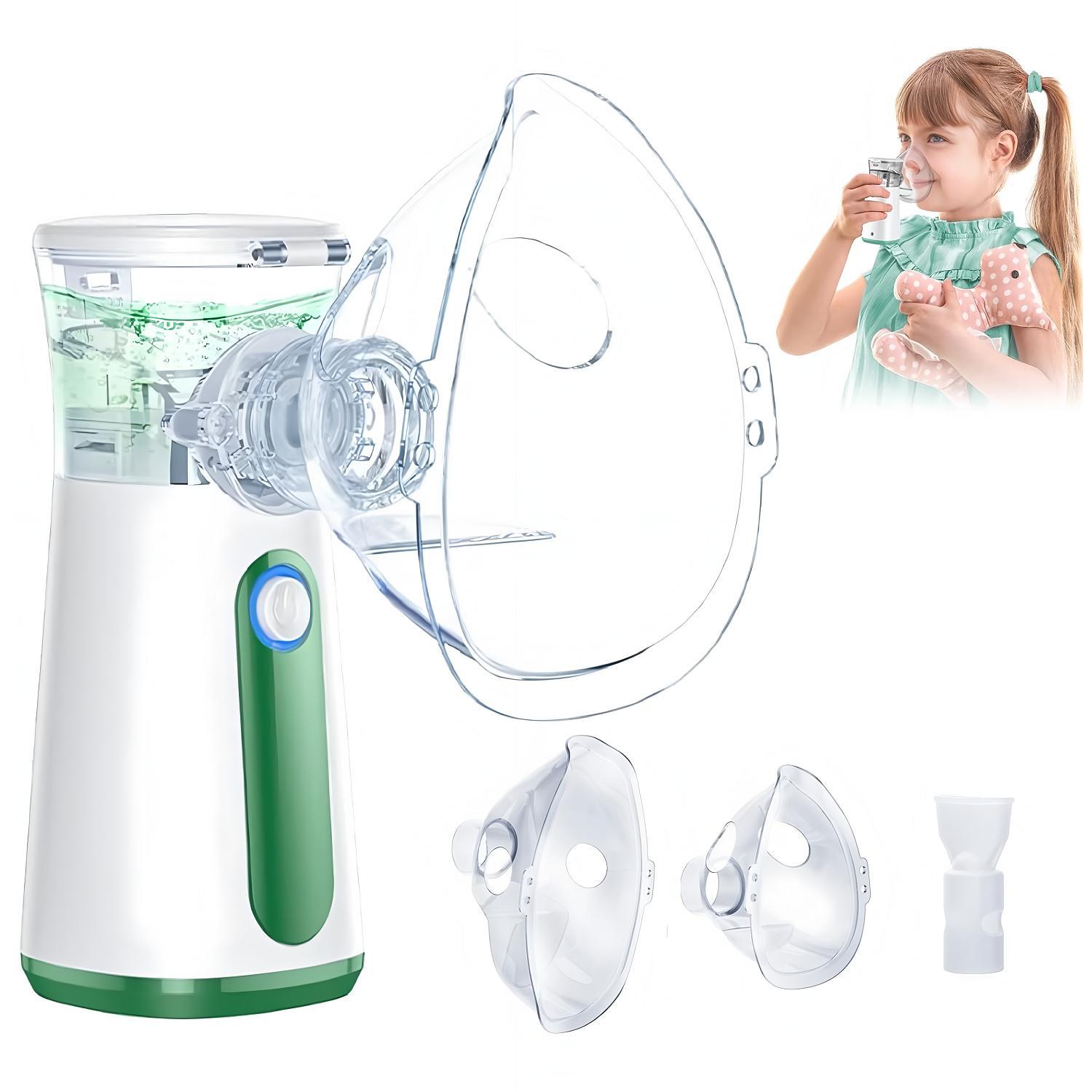 Automatic Cleaning Handheld Mist Maker, Compact Home Spray Humidifier, Adjustable Modes, Includes 2 Masks and 1 Nozzle, for Kids and Adults