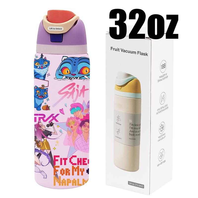 Double Layer Stainless Steel Insulated Cup, Vacuum Insulated Tumbler, Leak-Proof Design, Keeps Warm 12 Hours Cold 24 Hours, Perfect for Coffee Tea Juice,Demon Hunters Kpop Merch