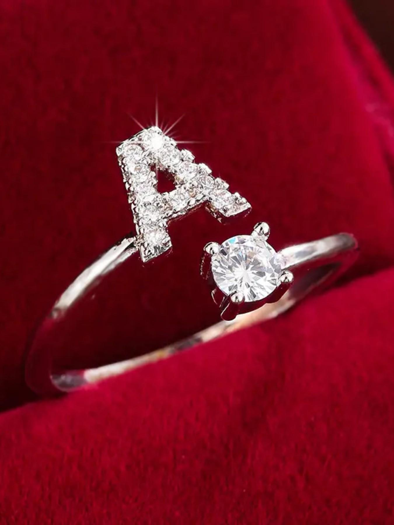 26 Letter Open Adjustable Ring| 14K Gold Plated Micro-Pavé Zircon| Minimalist Stackable Ring for Women – Perfect for Gifting, Parties & Daily Wear