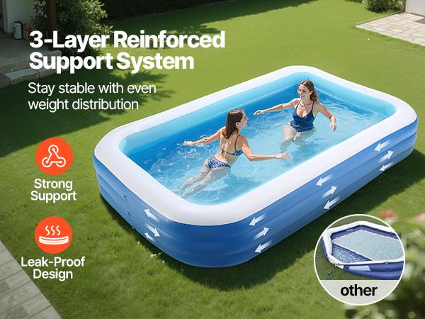 VEVOR Large Inflatable Swimming Pool, 118x67x20 in Blow Up Model with Repair Patches, for Family Summer Use (Home Improvement & Building Supplies, Outdoor Swimming Pool), Swimming Pools VEVOR Large Inflatable Swimming Pool, 118x67x20 in Blow Up Model with Repair Patches, for Family Summer Use (Home Improvement & Building Supplies, Outdoor Swimming Pool), Swimming Pools