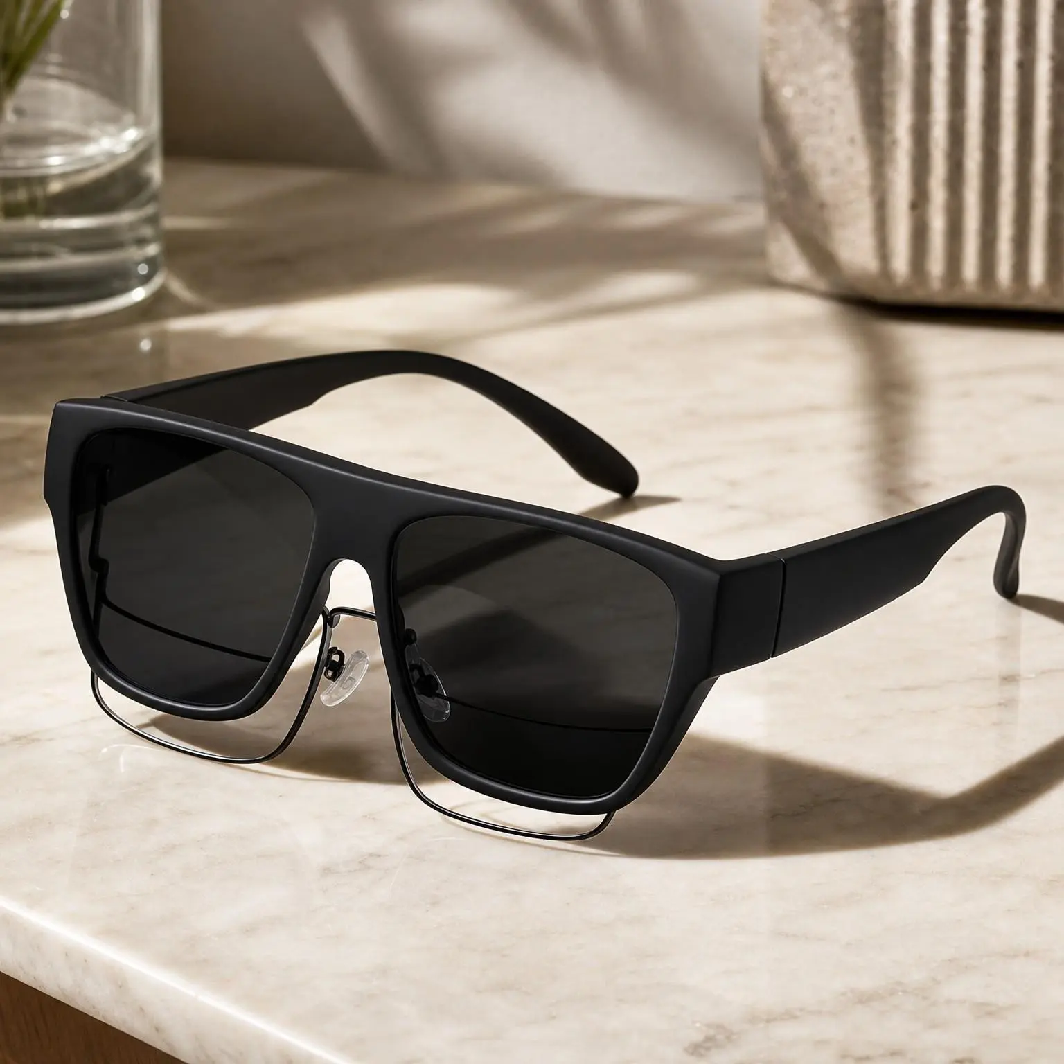 Polarized Square Fit Over Glasses Sunglasses for Men with UV400 Protection - Trendy Wearable Over Prescription GlassesGift