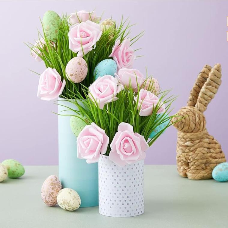 Artificial Rose Flower Heads Real Looking,Stemless Rose Artificial Flower Heads,DIY Real Touch 3D Artificial Foam Rose Head Without Stem for Wedding Party Home Decoration,Fake Roses Flowers Foam Blush Roses for DIY Wedding Centerpieces Party Baby Shower B