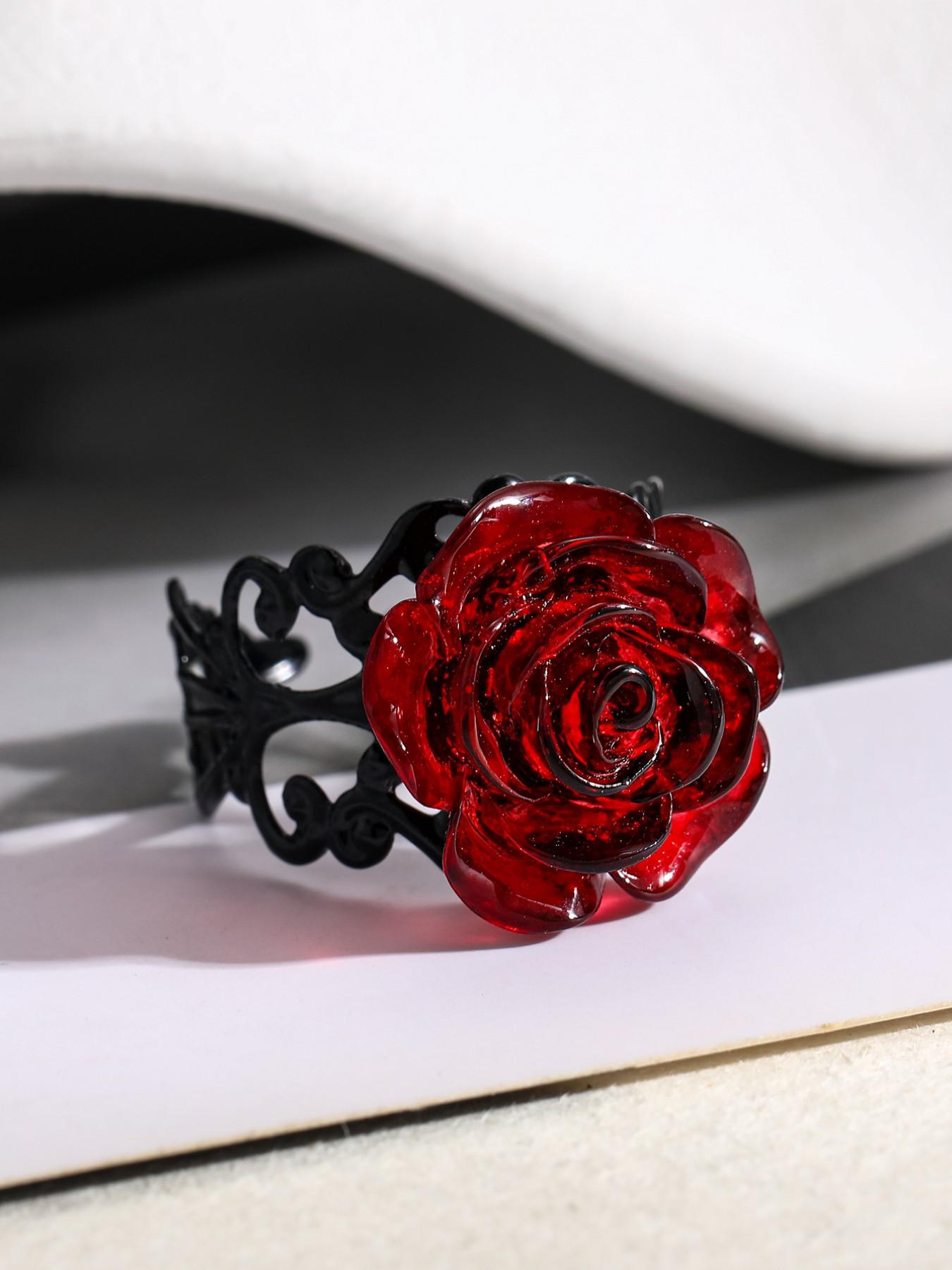 Gothic Rose Witchcraft Pagan Style Alloy Adjustable Women's Ring, Unique Gothic Jewelry for Women, Perfect Gift for Occult Lovers