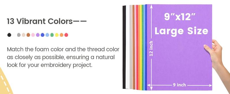 New brothread - 15 Options- Embroidery Puffy Foam 9″x12″ Large Size 3MM Creating 3D Embroidery Effect for Caps, Garments, Jackets, Bags, Backpacks and More