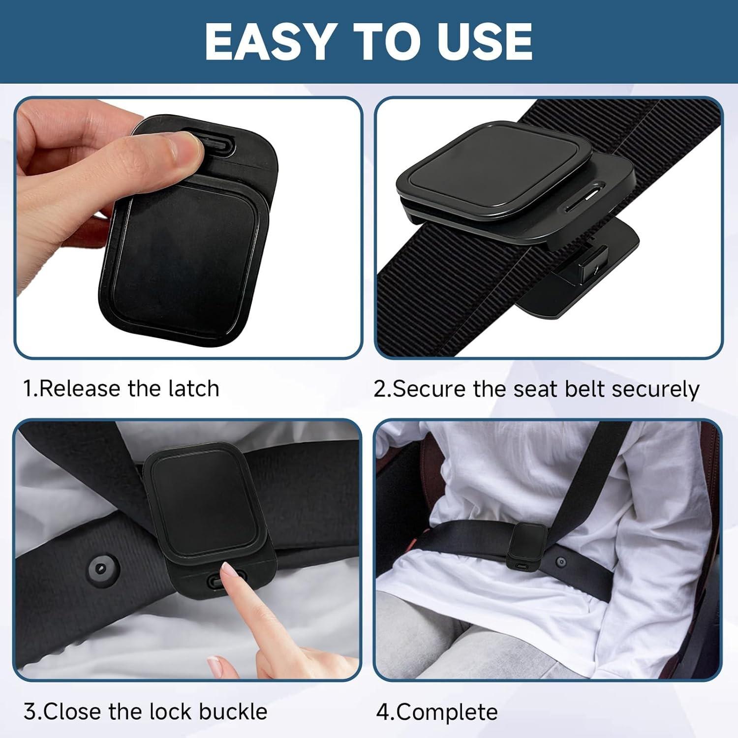 2 Pack Adjustable Car Seat Belt Positioner Clips, Universal Seatbelt Adjuster with Secure Non-Slip Hold, Shoulder Strap Positioner for Comfortable Driving, Fits Most Cars, SUVs, RVs, Trucks & MPVs