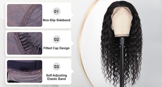 Deep Wave Lace Front Wigs Human Hair 200 Density 13x6 HD Lace Frontal Wigs Human Hair Pre Plucked Deep Curly Glueless Wigs Human Hair for Women Natural Black