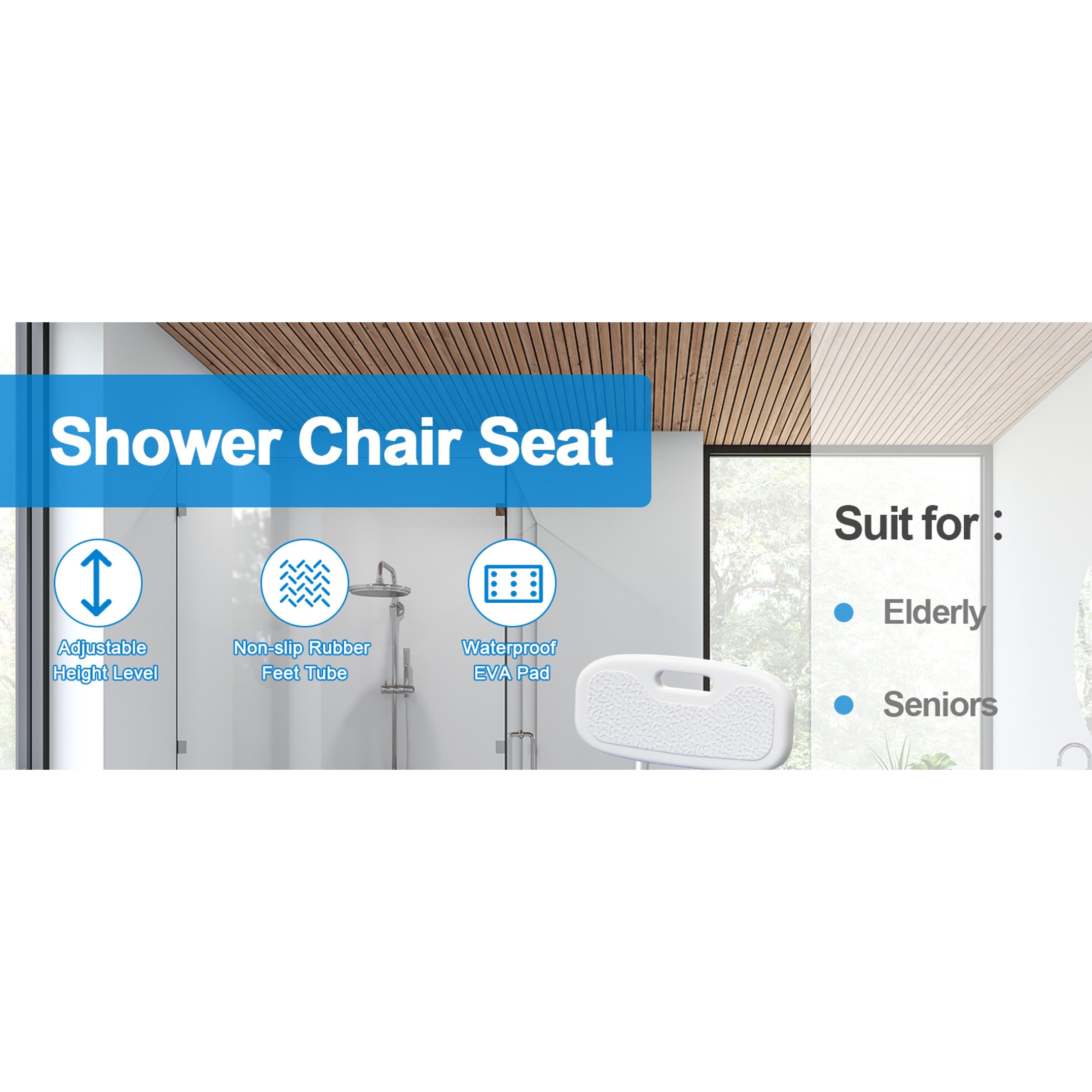 Heavy-Duty Aluminum Alloy Shower Chair with Removable Back, 400lb Bath Seat with Side Handles, Single-Person Safety Bath Stool for Seniors