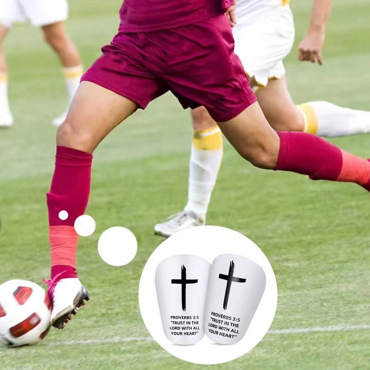 Mini Bible Quote Football Shin Guards, Football Accessories, Christian Faith Design, Size 3.93x2.36 Inches, Suitable for Youth and Adults