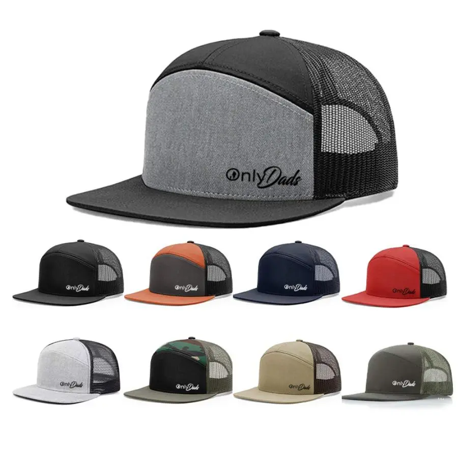 Men's Custom Dad Hat - Flatbill Snapback Trucker Cap, Polyester-Cotton Breathable Mesh, Adjustable Snapback Closure, Unisex Dad Gift for Father’s Day Outdoor Fishing Daily Casual Wear, Flatbill Snapback Hat