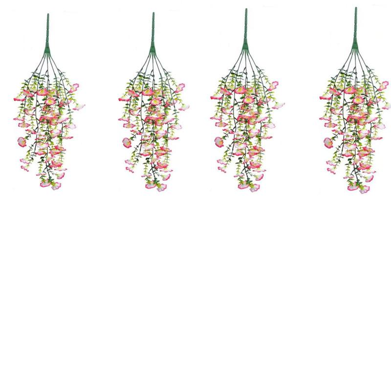4pcs Artificial Colorful Flowers, UV-Resistant Morning Glory, Eucalyptus Vine, Festival Decor, Graduation Decor, Indoor Outdoor Decor