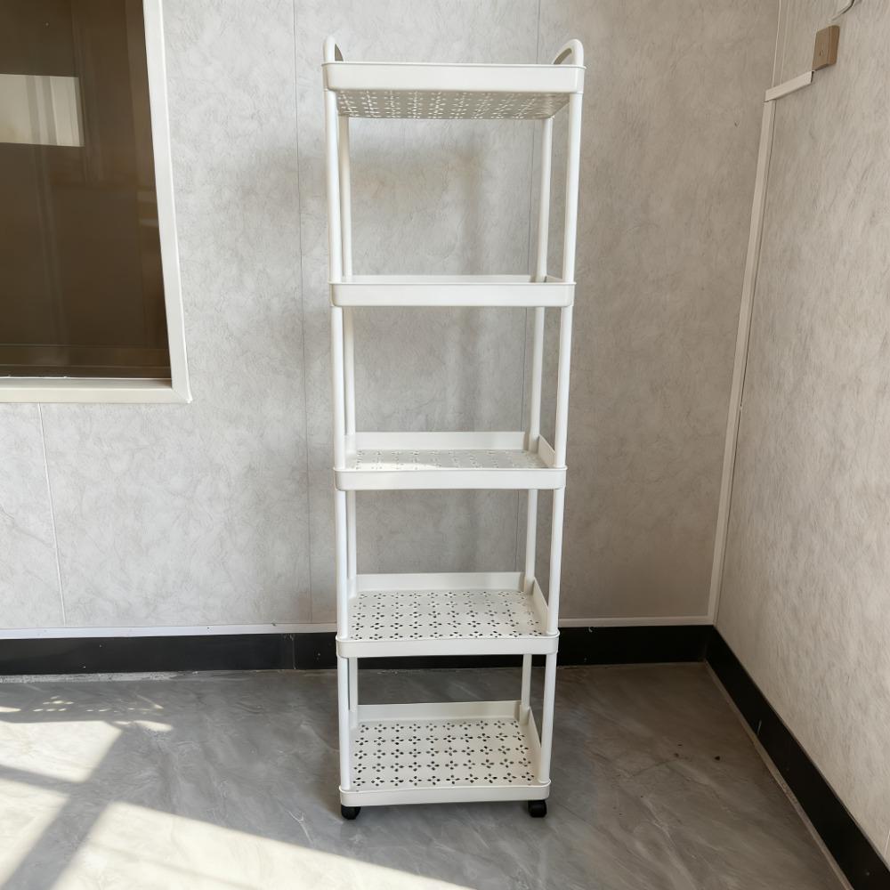 Multi-layer multi-functional trolley, multi-functional storage rack, Display storage rack, movable trolley, movable shelf, 4 universal wheels, suitable for kitchen, bathroom, multi-scene use, made of plastic, cannot place heavy objects