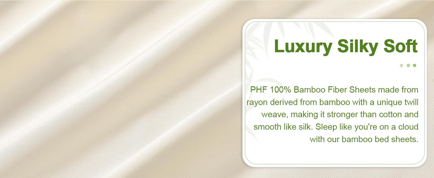 PHF 6 counts/set Cooling Sheets Set, 100% Rayon Derived from Bamboo, Cooling, Breathable, Eco-friendly Bamboo Sheet for Hot Sleepers, Gifts