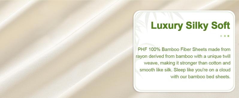 PHF 6 counts/set Cooling Sheets Set, 100% Rayon Derived from Bamboo, Cooling, Breathable, Eco-friendly Bamboo Sheet for Hot Sleepers, Gifts
