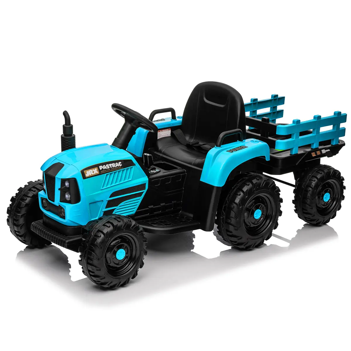 AobtkelRide on Tractor with Trailer,24V 400W Powered Electric Tractor Toy w/Remote Control,electric car for kids,Three speed adjustable,Power display, USB,MP3 ,Bluetooth,LED light,Two-point safety belt.