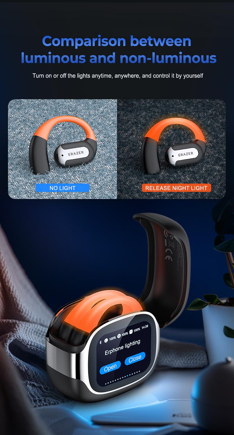 ERAZER XF32 True Wireless OWS Bluetooth Earbuds Luminous Headphones Immersive HIFI Sound Quality Sports Earphones IPX5 Waterproof Built-in microphone