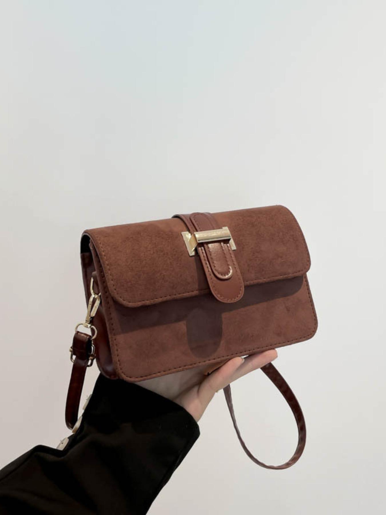 Korean Style Fashion Suede Crossbody Shoulder Bag, High-Quality Synthetic Leather, All-Seasons, Perfect for Work and Commute